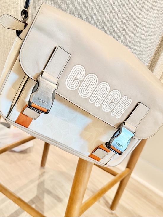 Coach Other - COACH Cream and Tan Leather Signature Flap Crossbody
